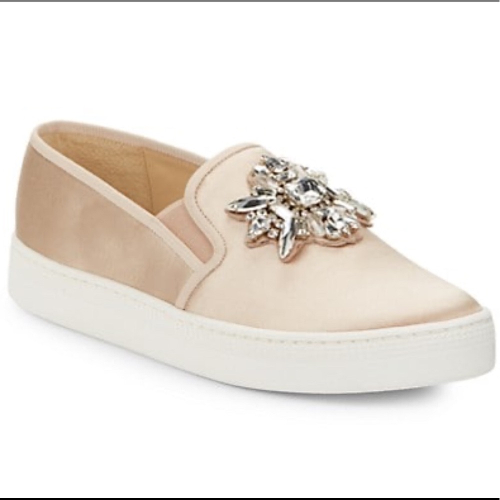 Badgley Mischka slip on sneakers with bling